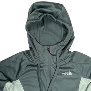 North Face Women's Green Full Zip Hoodie Sz‎ Medium Two Tone Casual Comfy Layer